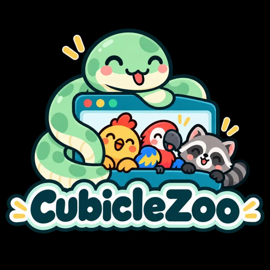 CubicleZoo animal family with an owl, tiger and snake tail, fish, parrot, swan, dragon and raccoon